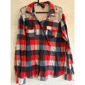 Lace flannel button up